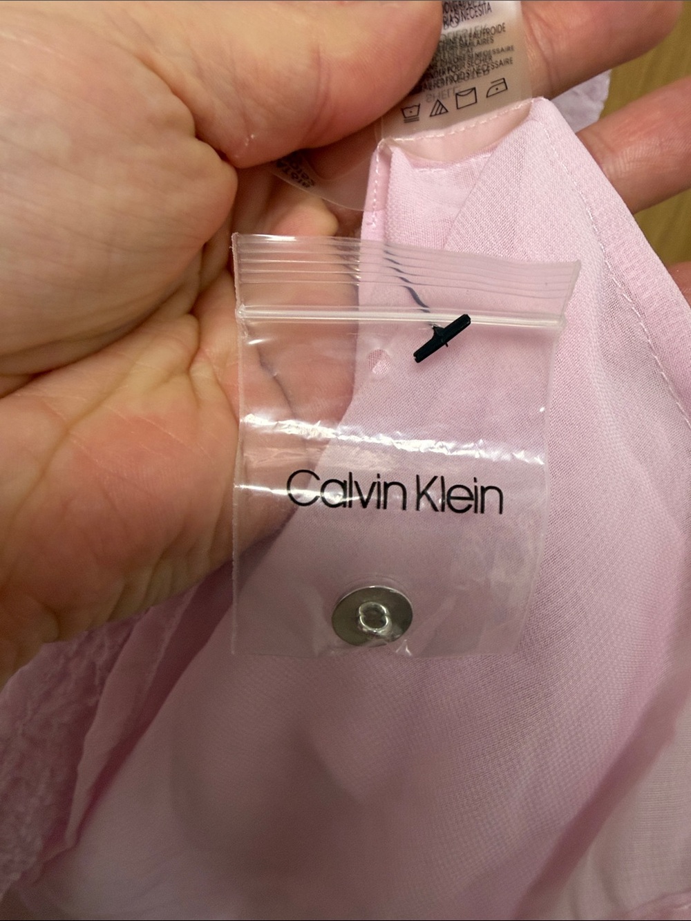 Calvin Klein Soft Barbie Pink V-Neck Textured Long-Sleeve Business Casual Blouse - Picture 5 of 10